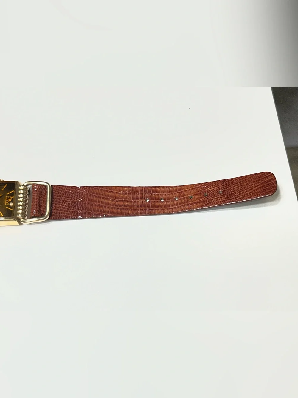 Lord Elgin Black and Gold Watch with Brown Leather Strap